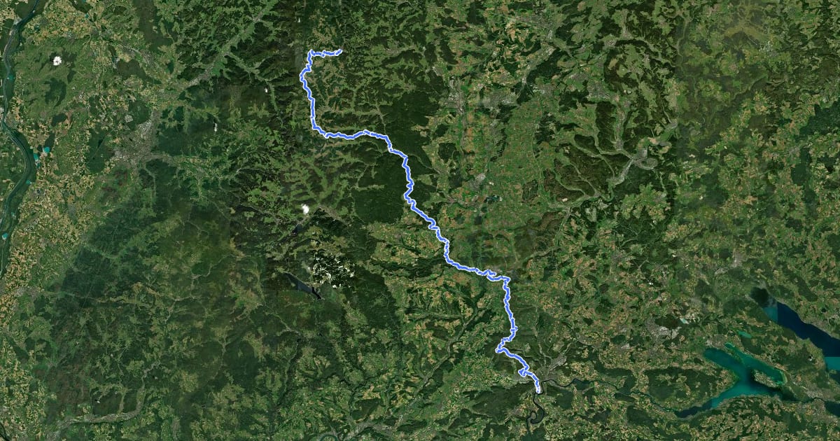 Маршрут WasserWeltenSteig на спутниковом снимке