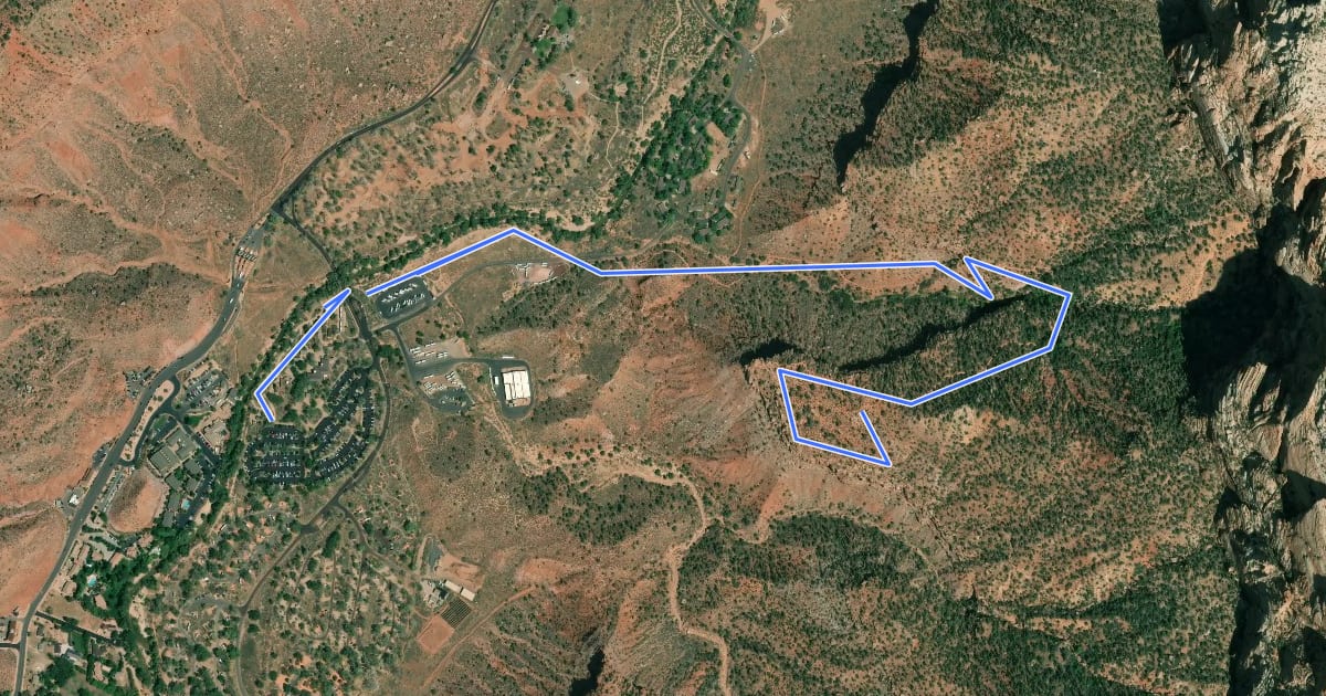 Маршрут Watchman Trail на спутниковом снимке
