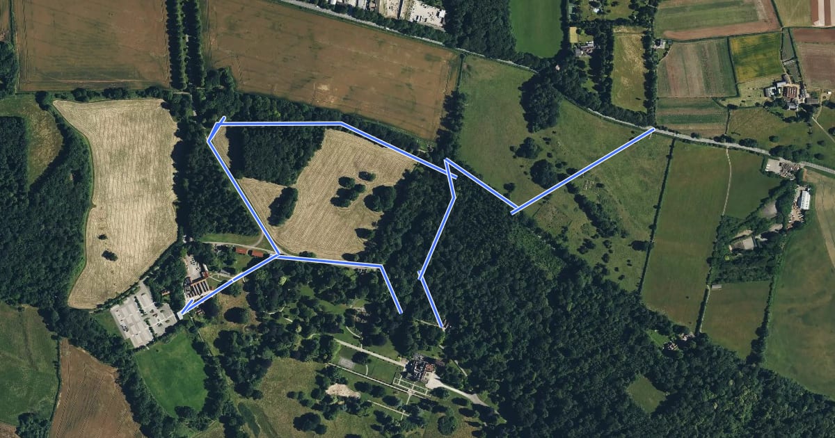 Маршрут Watercatch Walk, Tyntesfield на спутниковом снимке