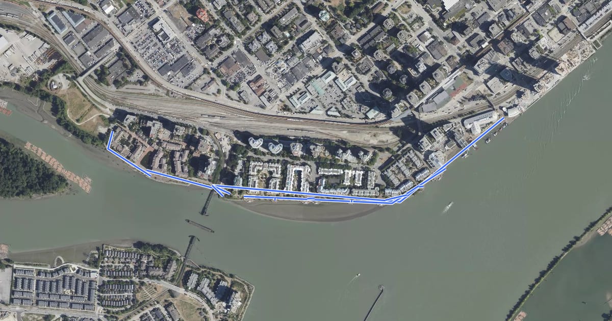 Маршрут Waterfront Esplanade на спутниковом снимке