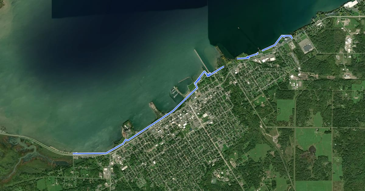 Маршрут Waterfront Trail на спутниковом снимке