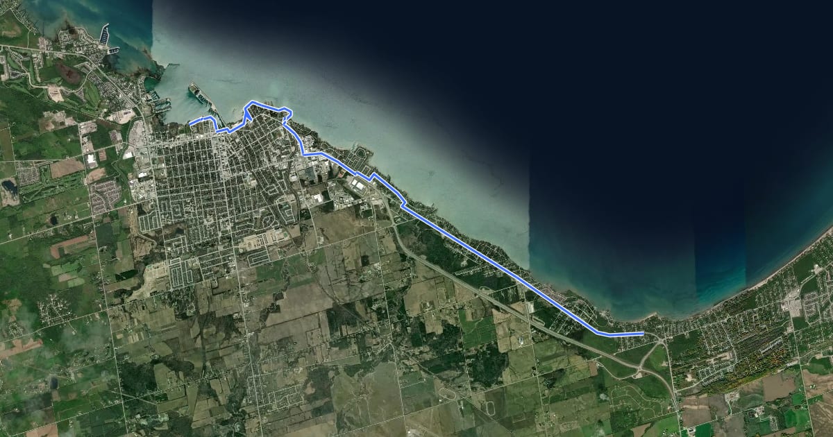 Маршрут Waterfront Trail - Collingwood-Wasaga на спутниковом снимке