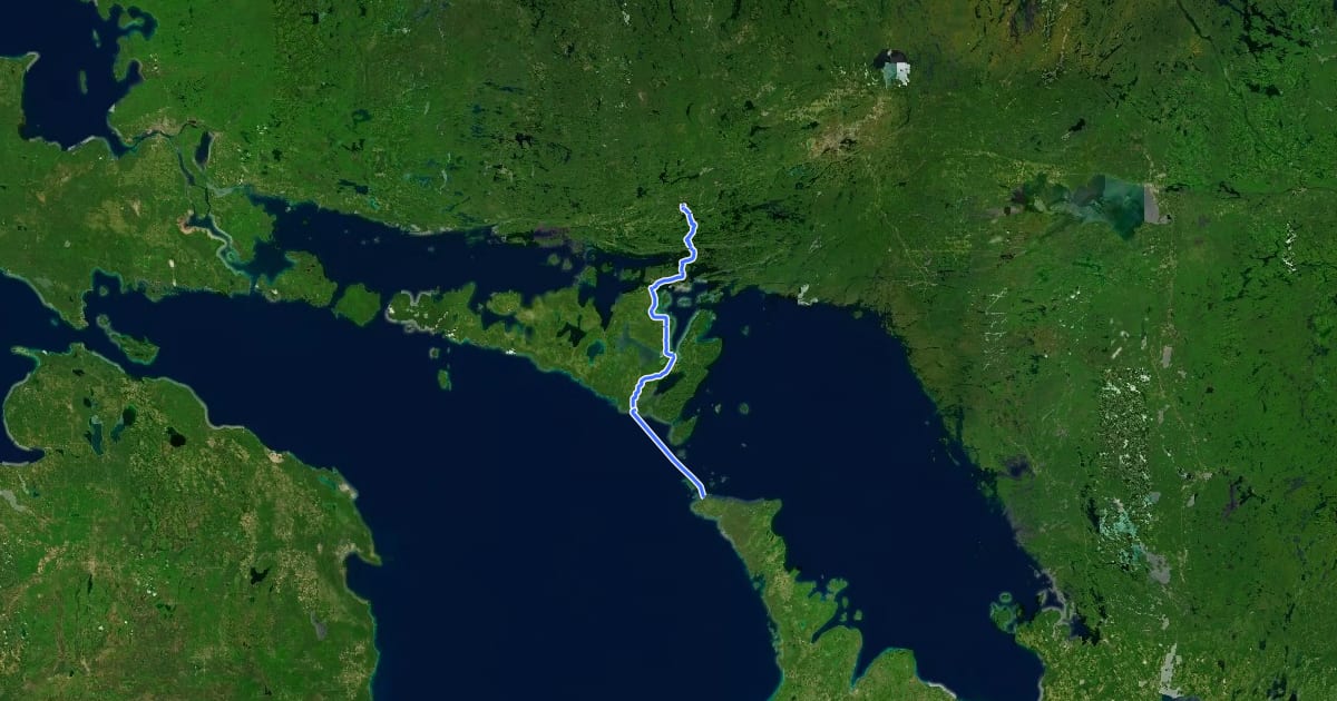 Маршрут Waterfront Trail: Manitoulin Island на спутниковом снимке