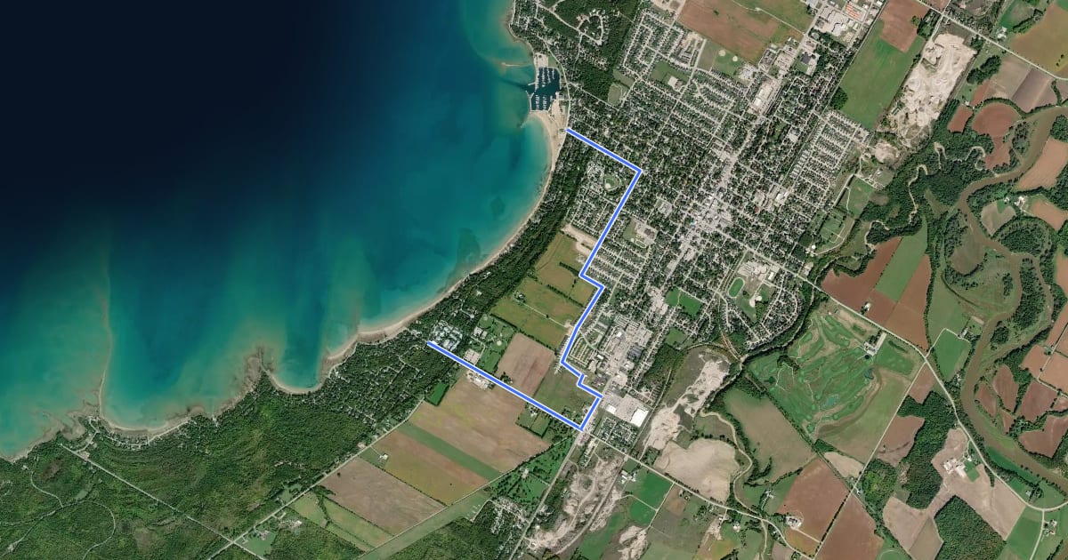 Маршрут Waterfront Trail: Port Elgin на спутниковом снимке