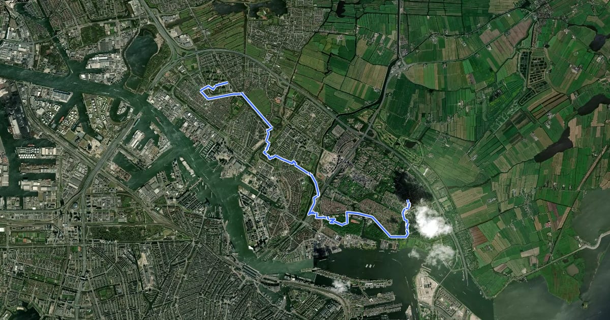 Маршрут Waterlandse Zeedijkroute на спутниковом снимке