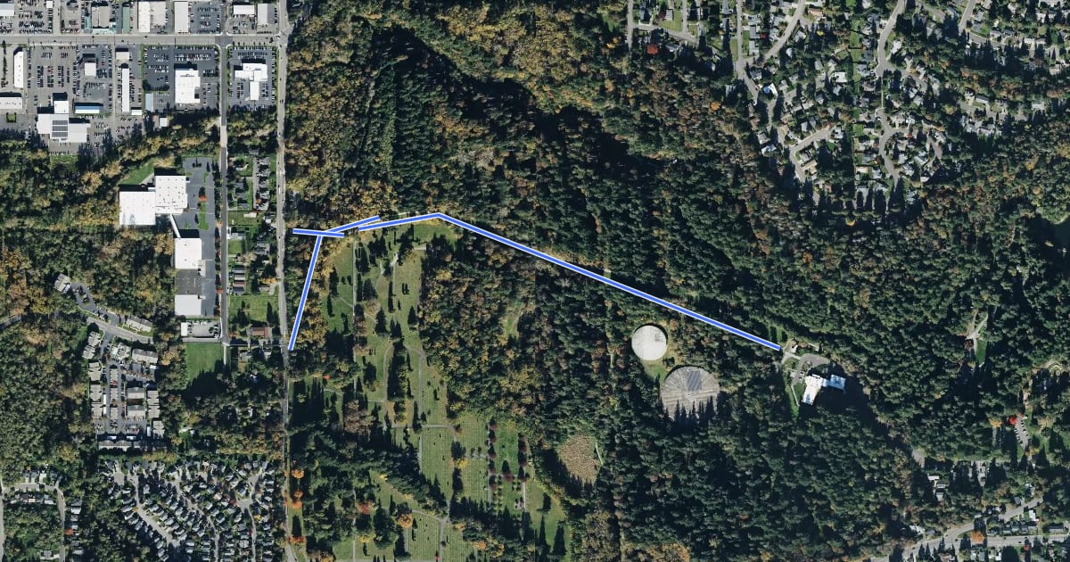 Маршрут Waterline Trail на спутниковом снимке