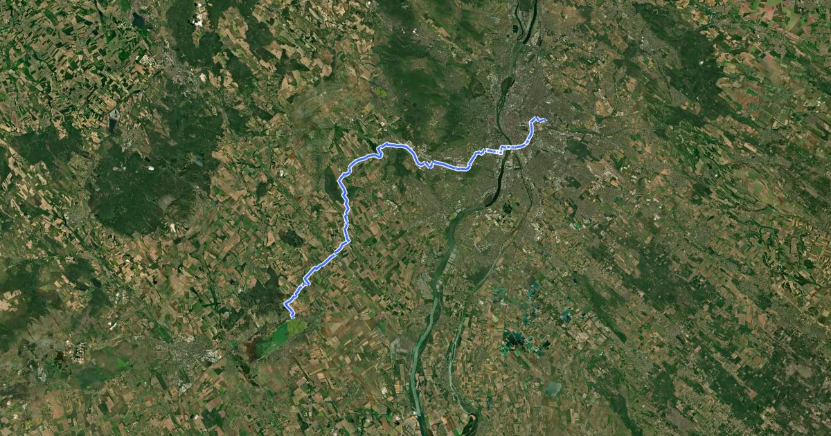 Маршрут Waters of Central Europa Route – [HU]_5 – (Velence - Budapest) на спутниковом снимке