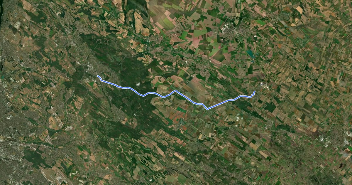 Маршрут Waters of Central Europa Route – [HU]_7 – (Gödöllő - Jászfényszaru) на спутниковом снимке