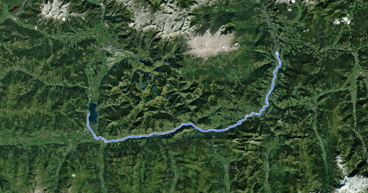 Маршрут Waters of Central Europe Route – [AT]_1 – (Zell am See - Bischofshofen) на спутниковом снимке