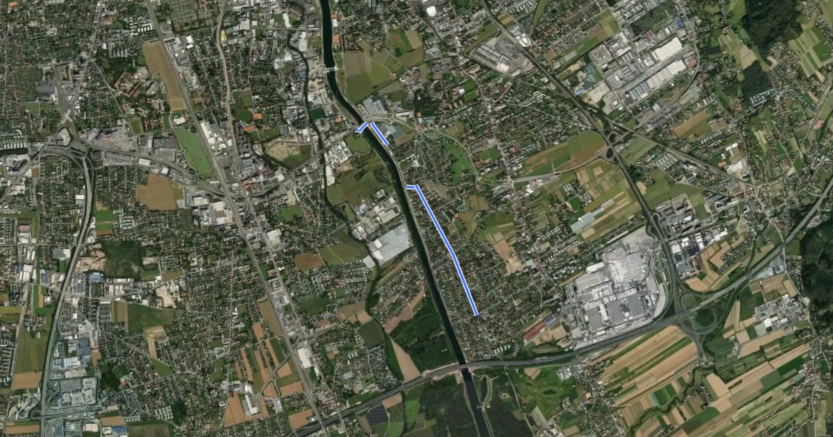 Маршрут Waters of Central Europe Route – (Graz Verbindung) на спутниковом снимке