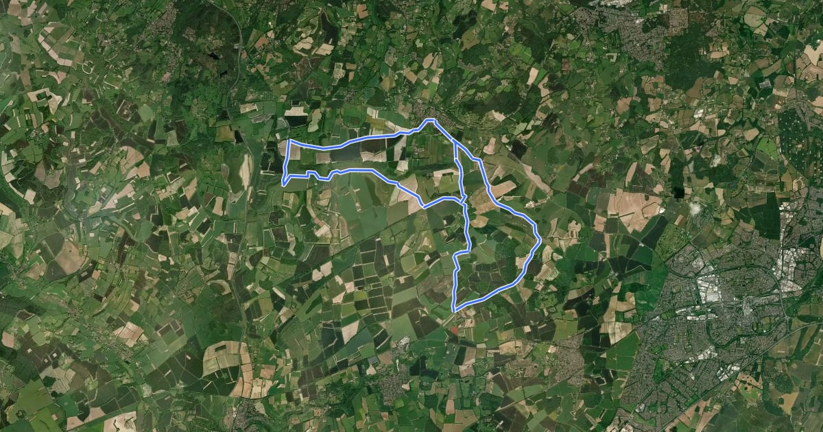 Маршрут Watership Down Off-Road Cycle Trail на спутниковом снимке