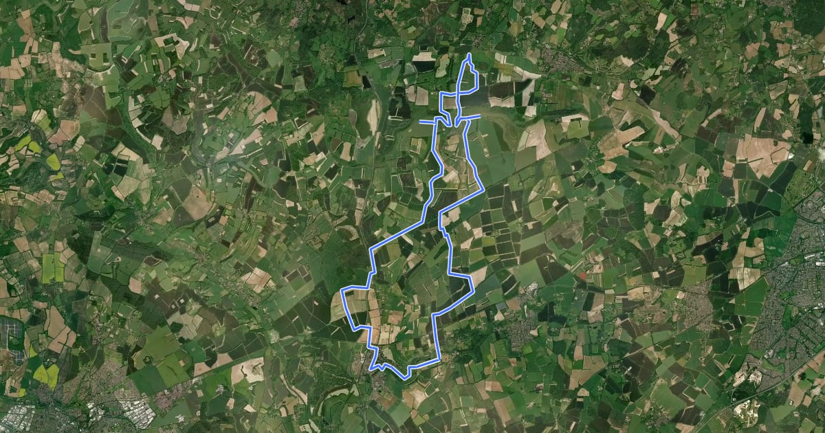Маршрут Watership Down Trail на спутниковом снимке