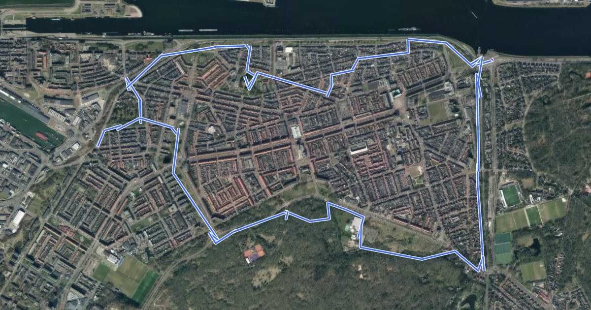 Маршрут Watertorenroute на спутниковом снимке