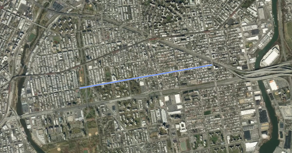 Маршрут Watson Avenue на спутниковом снимке
