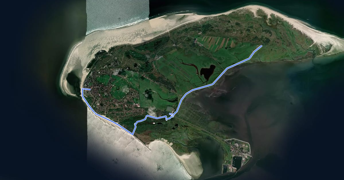 Маршрут Watteninsel Wanderweg Borkum 02 на спутниковом снимке