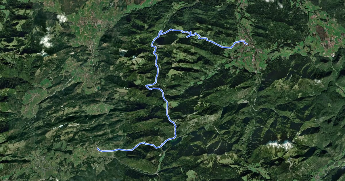 Маршрут Watzmann-Hochkönig Nord-Runde: Etappe 3: Reit im Winkl – Ruhpolding на спутниковом снимке