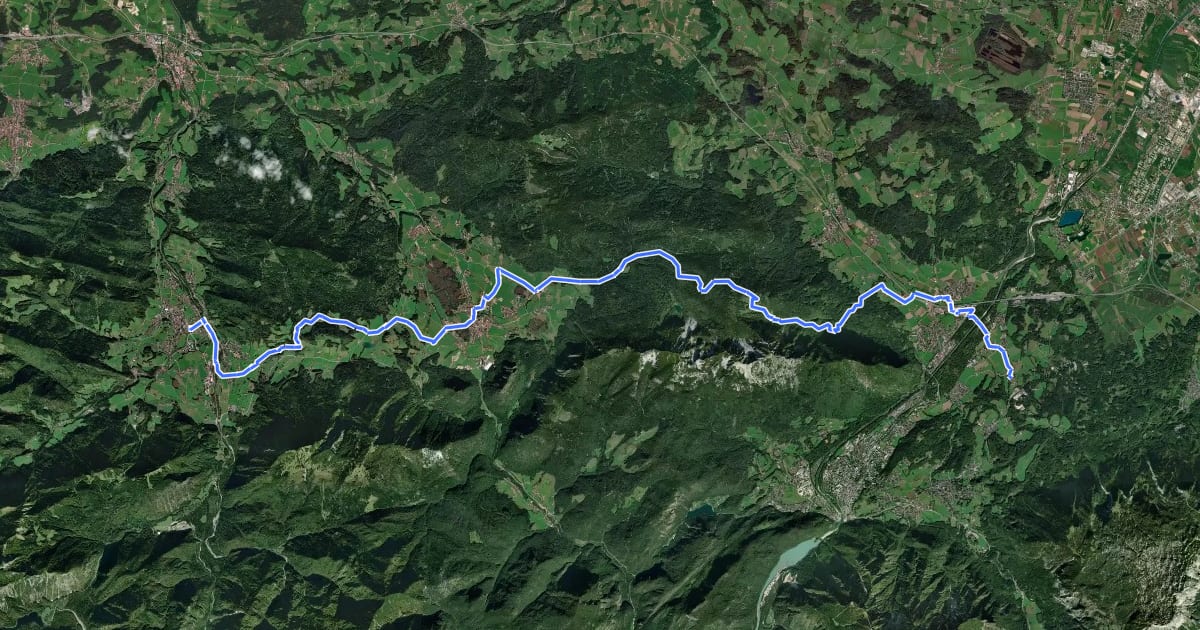 Маршрут Watzmann-Hochkönig Nord-Runde: Etappe 4: Ruhpolding – Marzoll на спутниковом снимке
