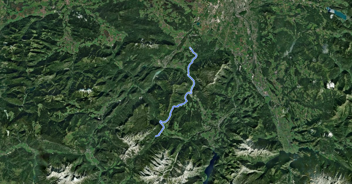Маршрут Watzmann-Hochkönig Nord-Runde: Etappe 5: Marzoll – Hintersee на спутниковом снимке