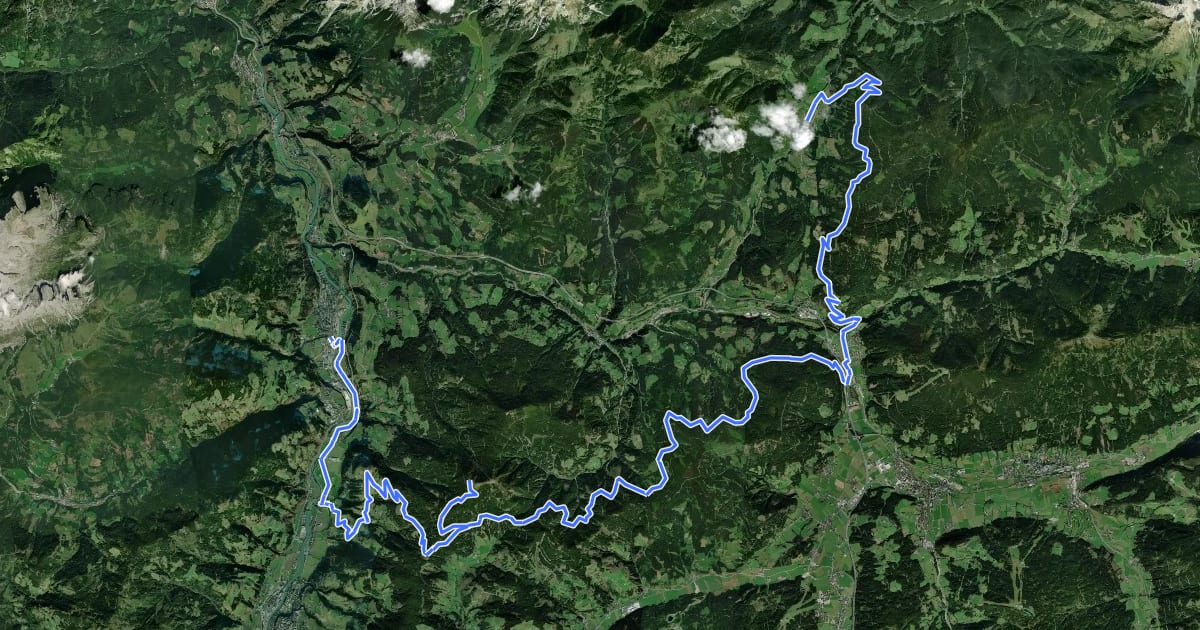 Маршрут Watzmann-Hochkönig Süd-Runde: Etappe 1: Bischofshofen – St. Martin am Tennengebirge на спутниковом снимке