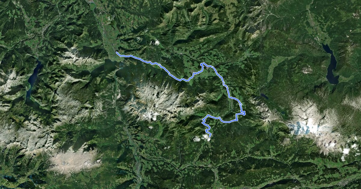 Маршрут Watzmann-Hochkönig Süd-Runde: Etappe 2: St. Martin – Golling на спутниковом снимке