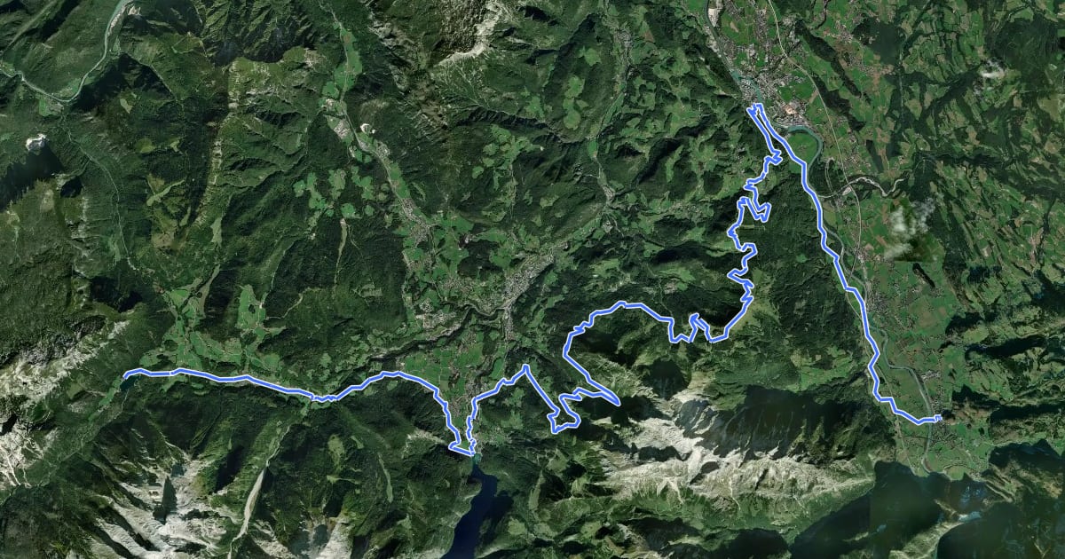 Маршрут Watzmann-Hochkönig Süd-Runde: Etappe 3: Golling – Ramsau/Hintersee на спутниковом снимке