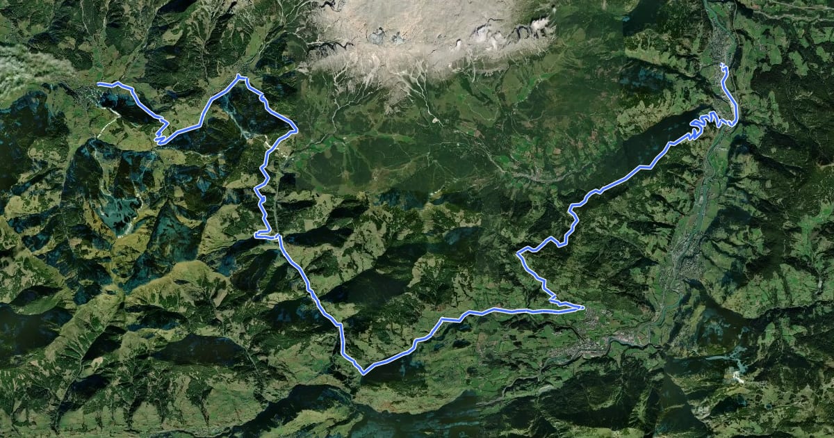 Маршрут Watzmann-Hochkönig Süd-Runde: Etappe 5: Variante über St. Veit im Pongau на спутниковом снимке