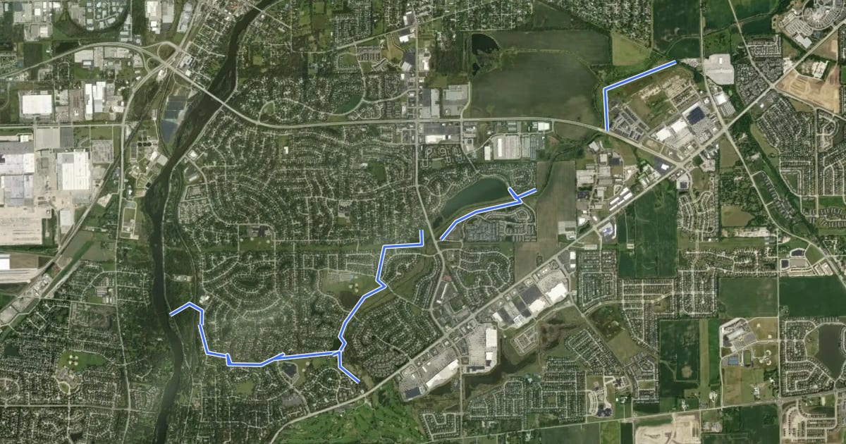 Маршрут Waubonsie Trail на спутниковом снимке
