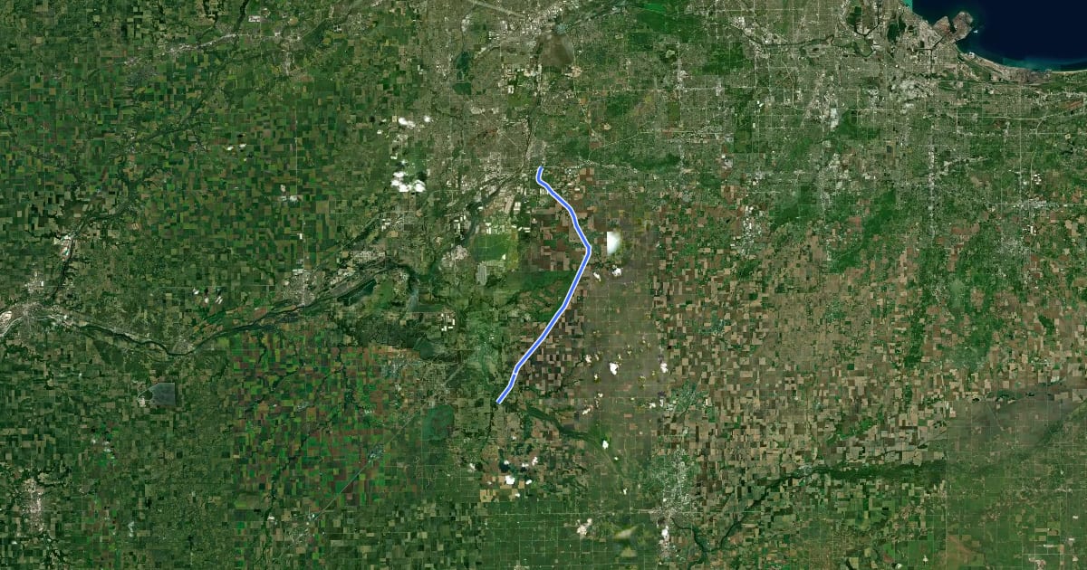 Маршрут Wauponsee Glacial Trail на спутниковом снимке