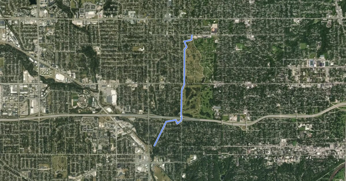 Маршрут Waveland Trail на спутниковом снимке