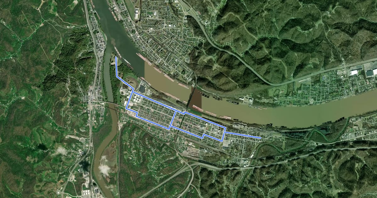 Маршрут Wayne County Bike Path на спутниковом снимке