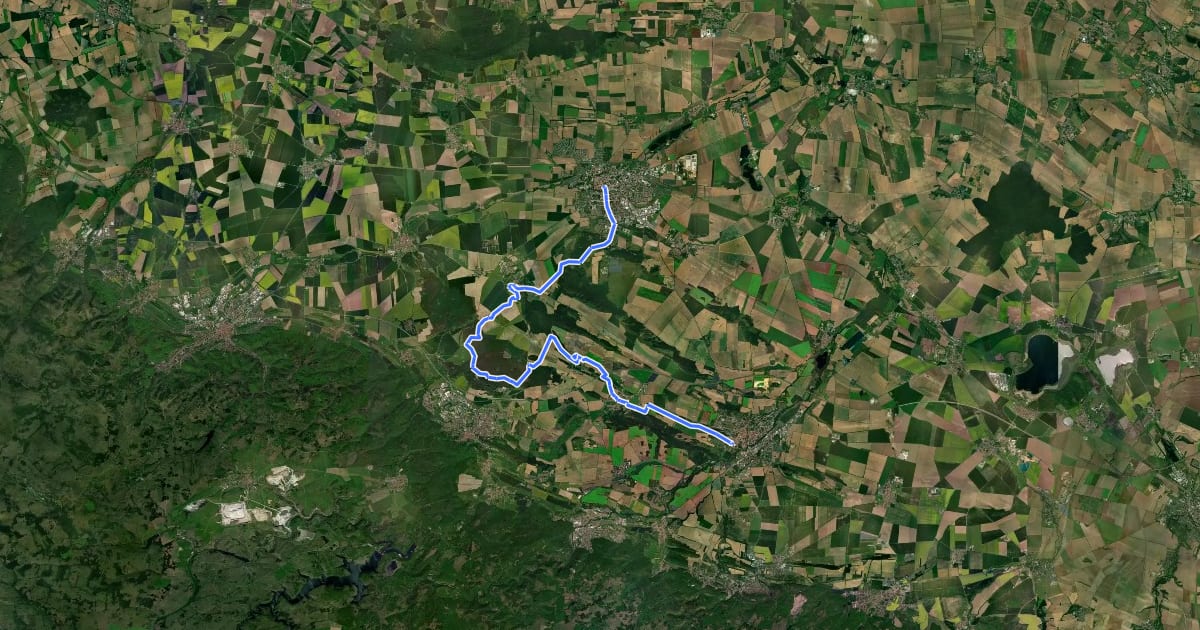 Маршрут WdKuK - Von der Welterbestadt Quedlinbnurg in die Domstadt Halberstadt на спутниковом снимке