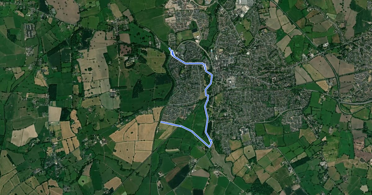 Маршрут Weaver Way (Nantwich Loop) на спутниковом снимке