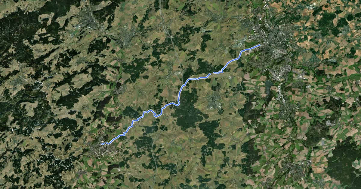 Маршрут Webersteig Hof-Helmbrechts на спутниковом снимке