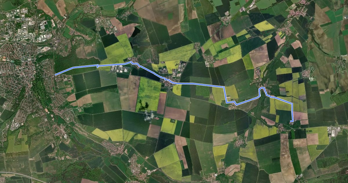 Маршрут Weg von Umferstedt nach Kötschau на спутниковом снимке