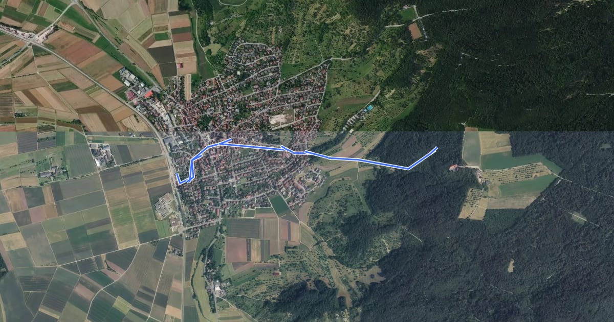Маршрут Weglinie Entringen - Hohenentringen на спутниковом снимке