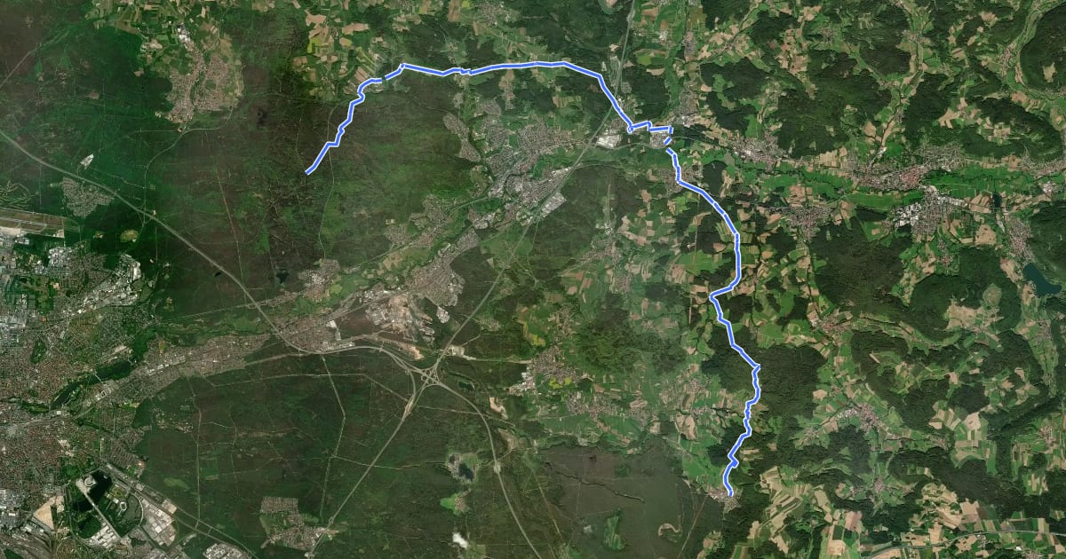 Маршрут Weißenbrunn - Behringersdorf на спутниковом снимке