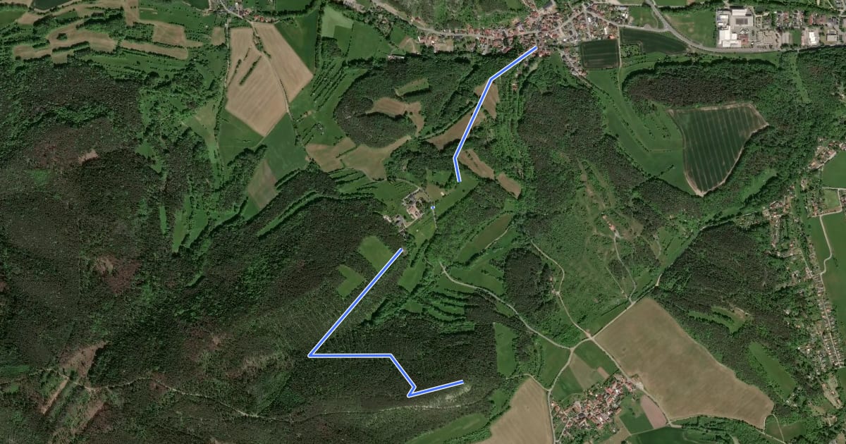 Маршрут Weißes Quadrat Schaala-Schwarzenshof-Liske на спутниковом снимке