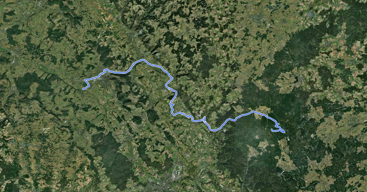 Маршрут Weißmain-Radweg на спутниковом снимке