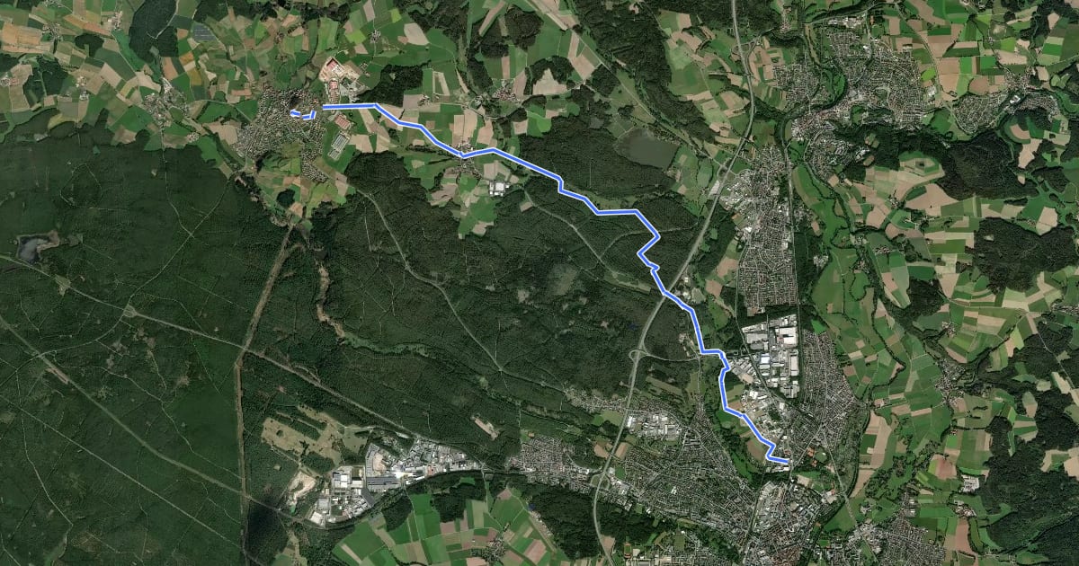 Маршрут Weiden/Eisstadion - Parkstein на спутниковом снимке