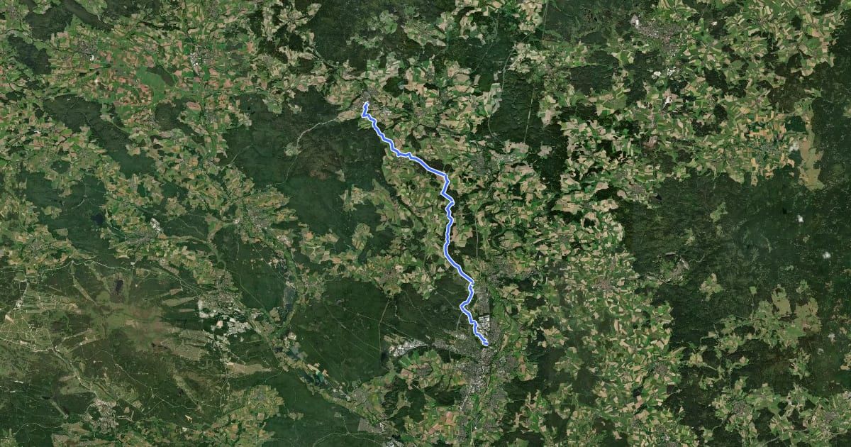 Маршрут Weiden-Erbendorf на спутниковом снимке
