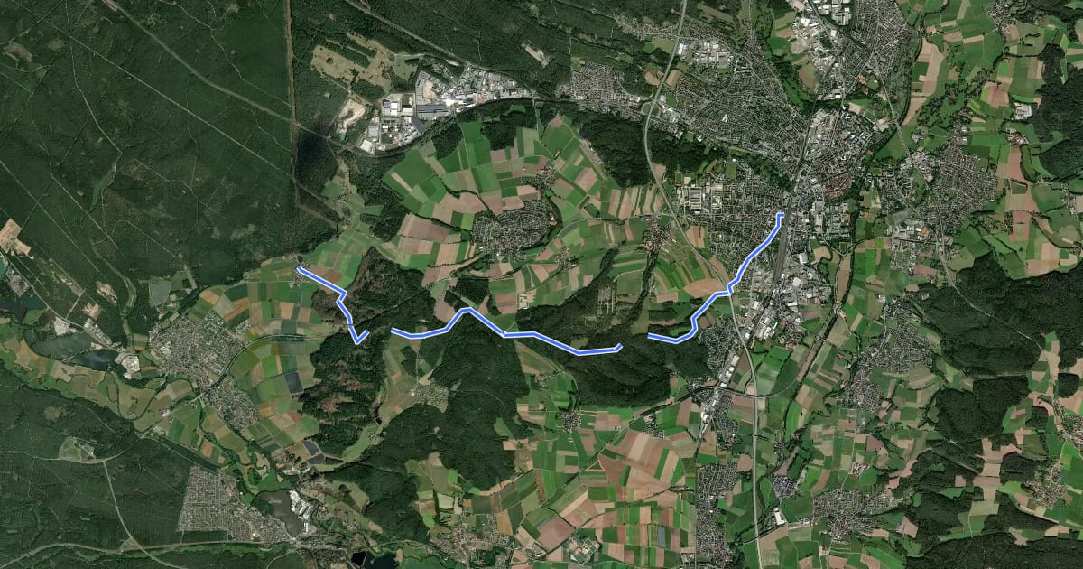 Маршрут Weiden - Rupprechtsreuth на спутниковом снимке