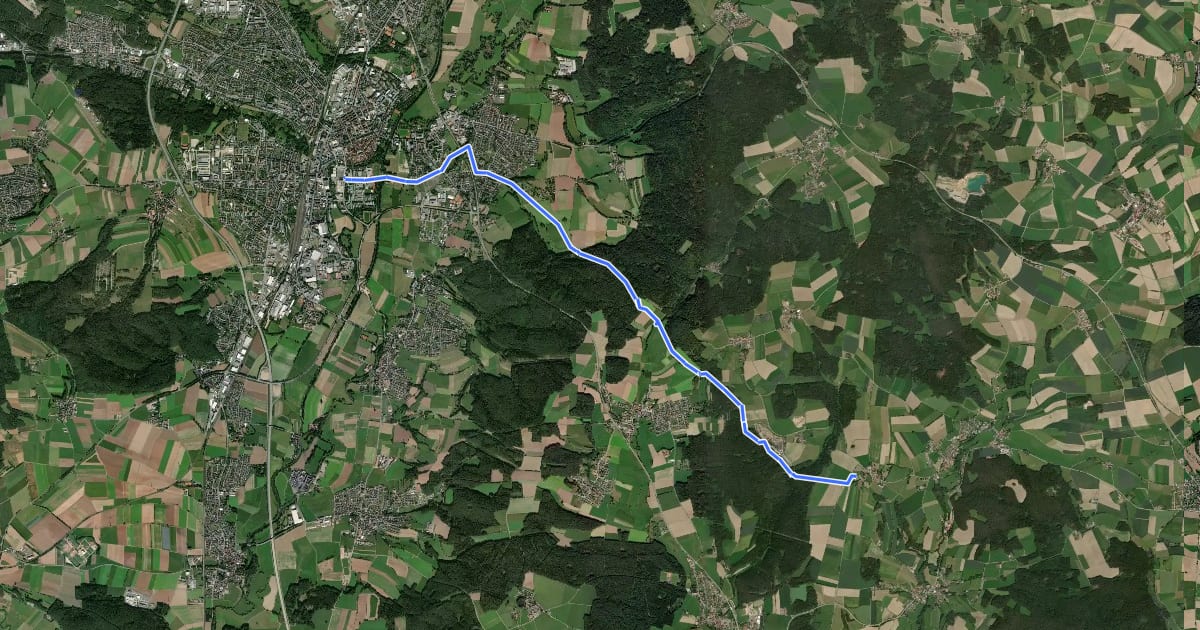 Маршрут Weiden-Trauschendorf на спутниковом снимке