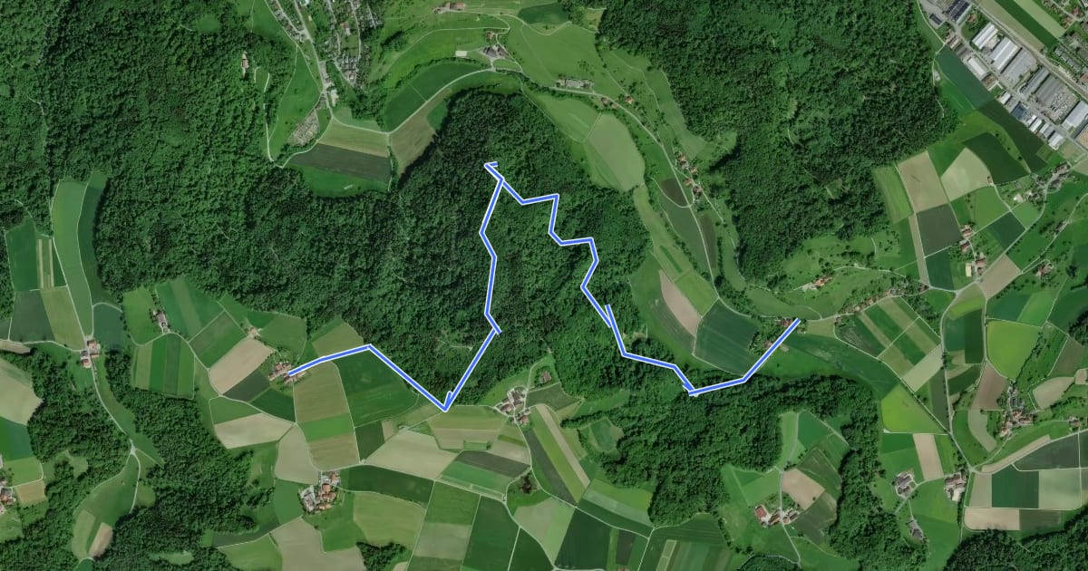 Маршрут Weiertal - Ober Mettmenstetten на спутниковом снимке