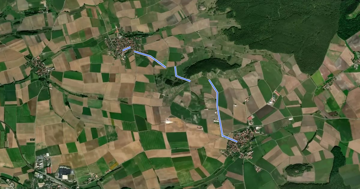 Маршрут Weigenheim - Ulsenheim на спутниковом снимке