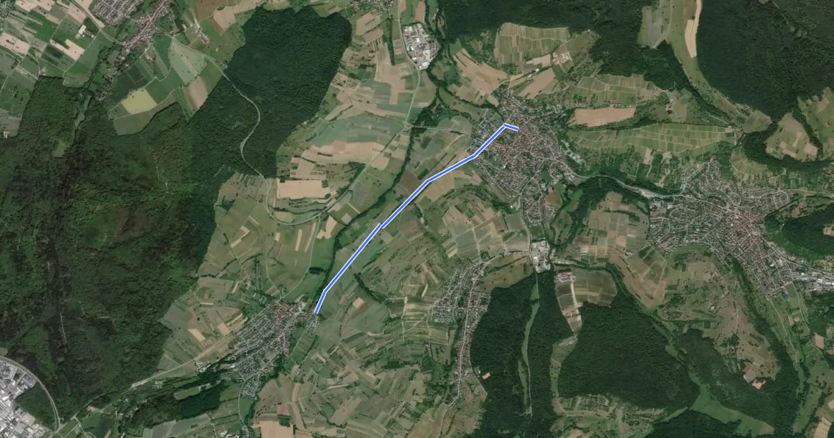 Маршрут Weiler Bahntrasse - Ellmendingen Arnbach на спутниковом снимке