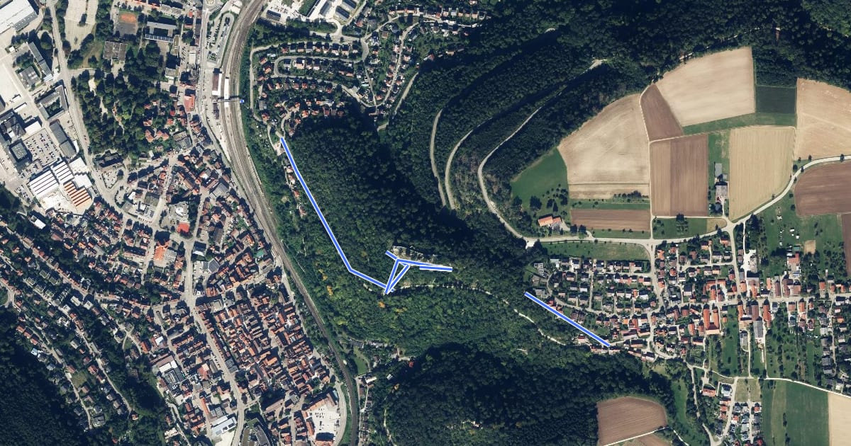 Маршрут Weiler ob Helfenstein - Ruine Helfenstein - Geislingen Bhf. на спутниковом снимке