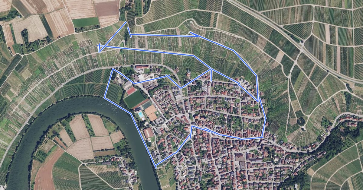 Маршрут Wein- und Obstwanderweg Mundelsheim 4 на спутниковом снимке