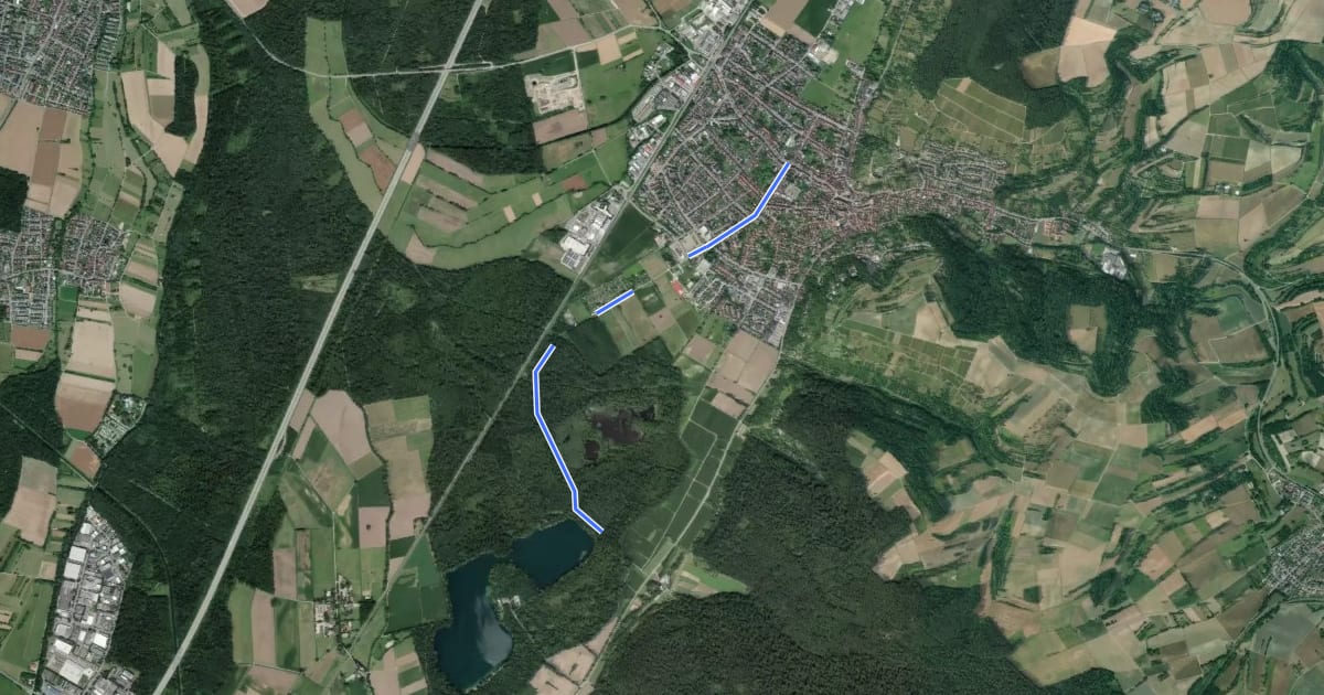 Маршрут Weingarten Bahnhofstraße - Weingartener Moor на спутниковом снимке