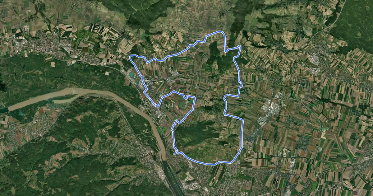 Маршрут Weinradroute Donau-Veltliner на спутниковом снимке