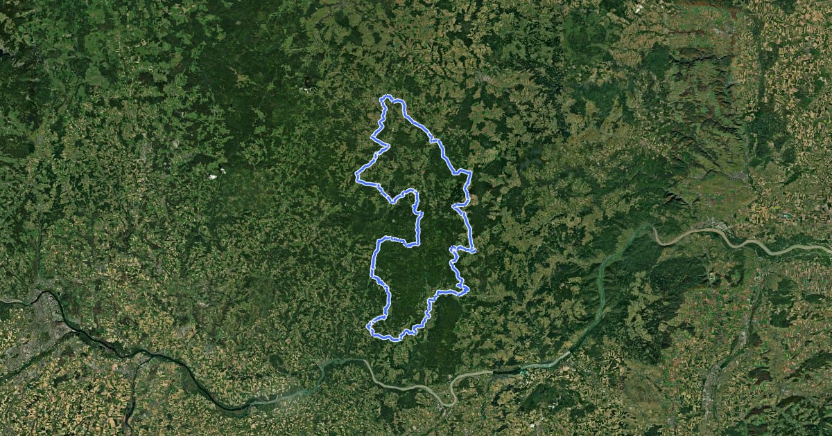 Маршрут Weinsbergerwald Radweg на спутниковом снимке